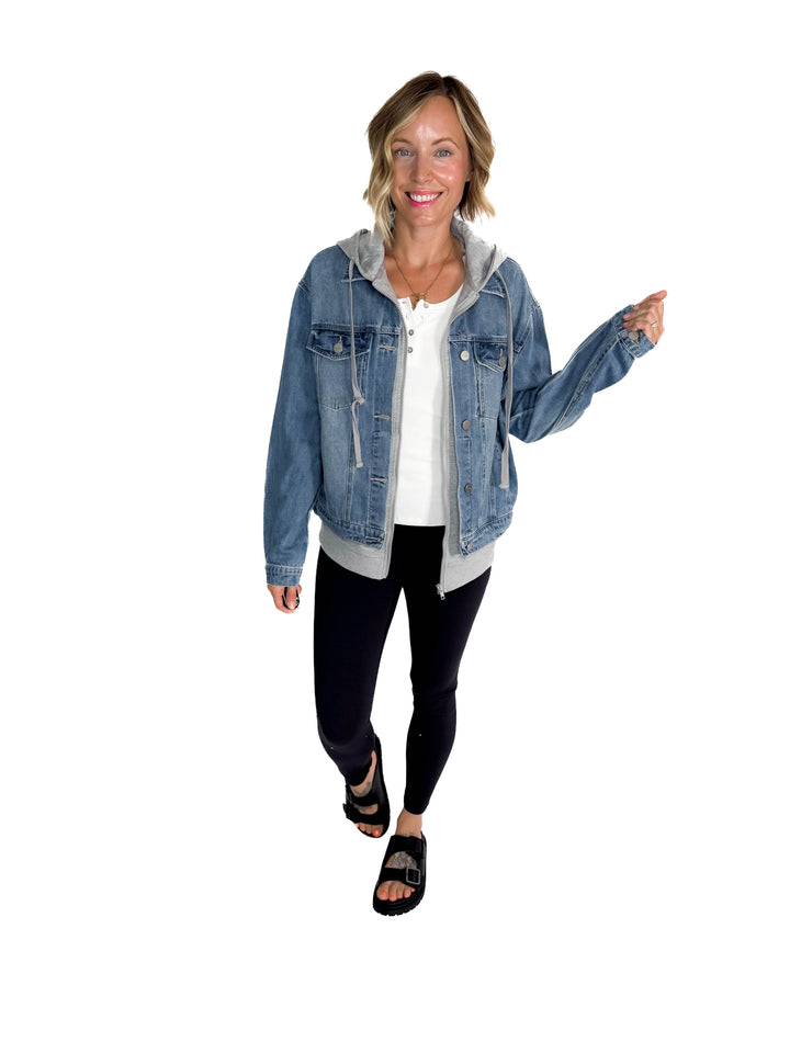 Marcus Relaxed Hoodie Jacket- DARK WASH-MEDIUM WASH-FINAL SALE *L*