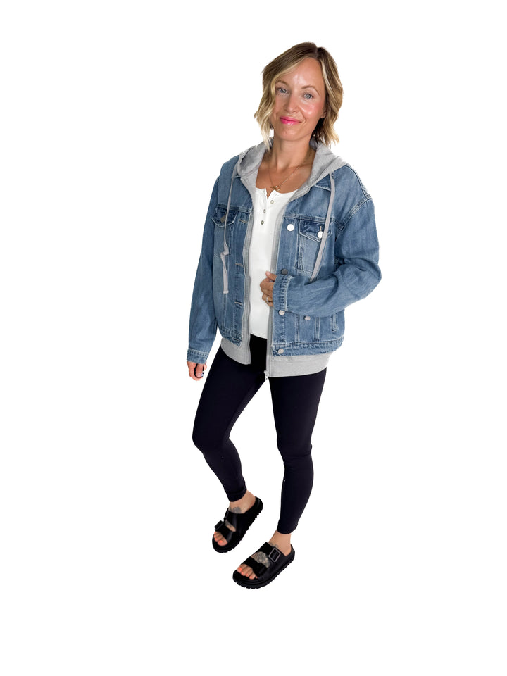 Marcus Relaxed Hoodie Jacket- DARK WASH-MEDIUM WASH-FINAL SALE *L*