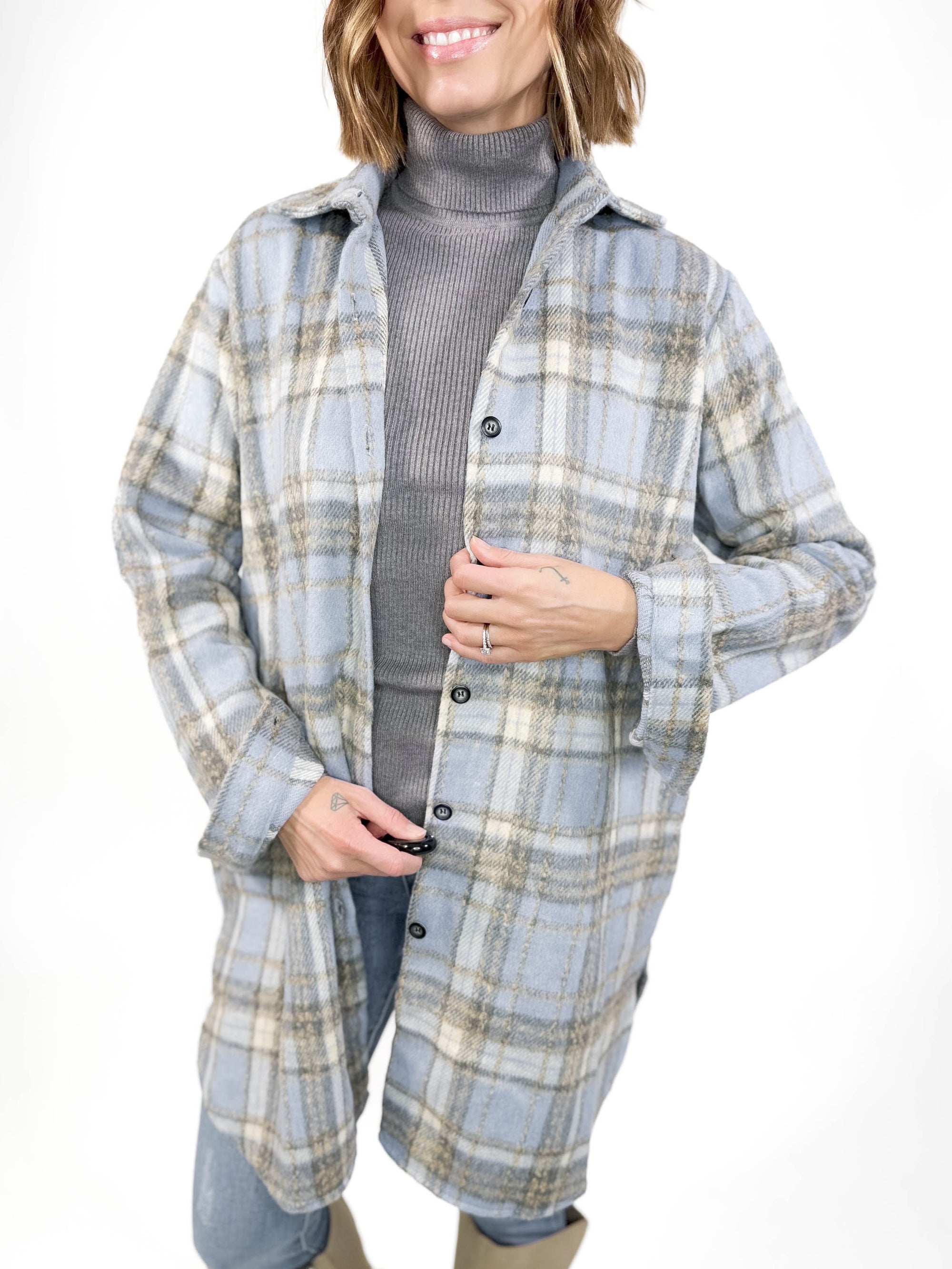 Renfrew Plaid Shacket- BLUE