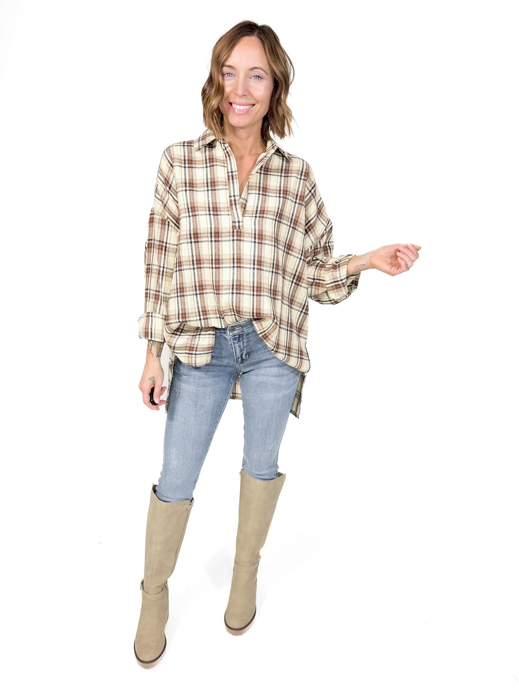 Tamra Plaid Tunic- OAT -FINAL SALE