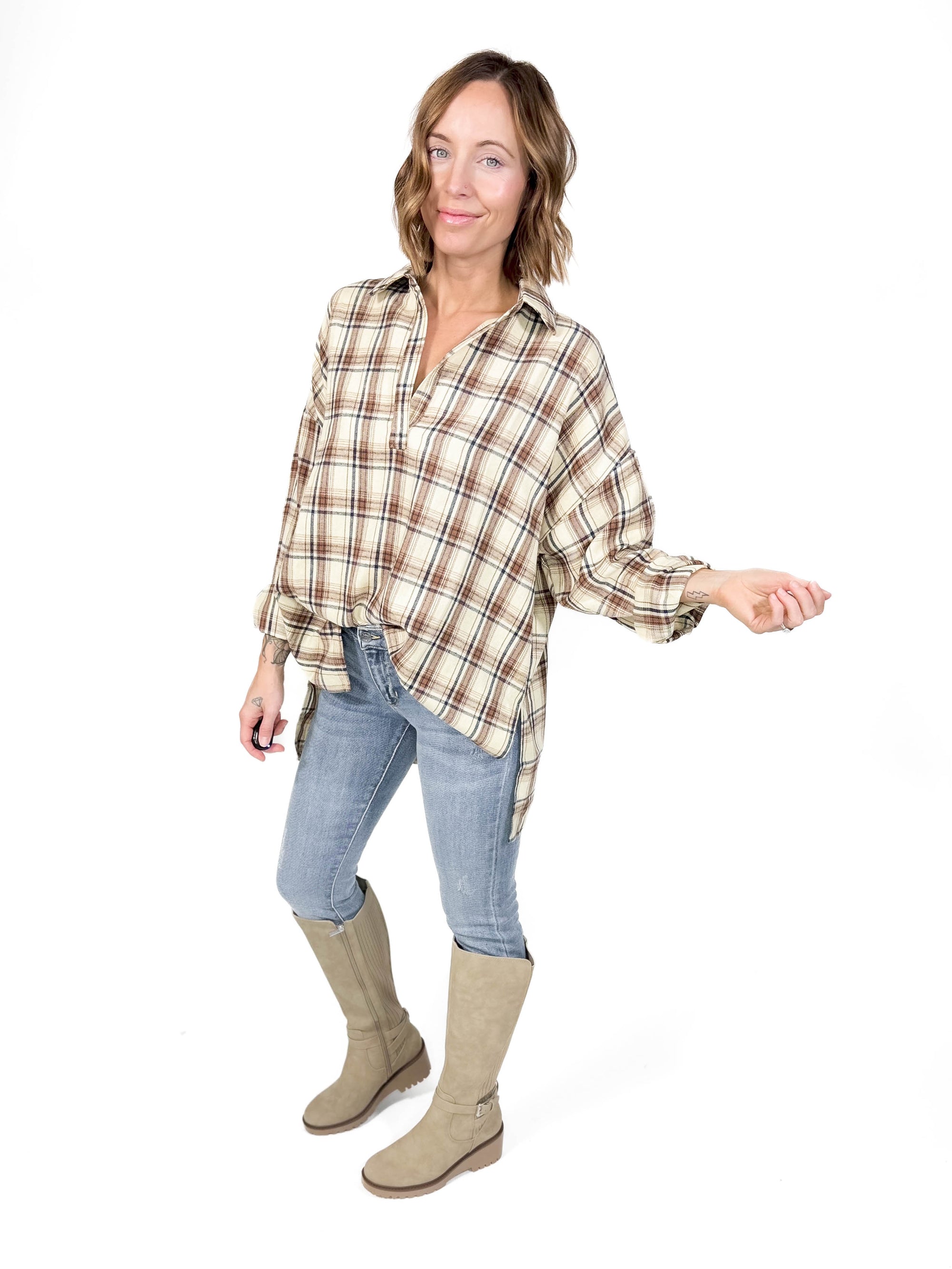 Tamra Plaid Tunic- OAT -FINAL SALE