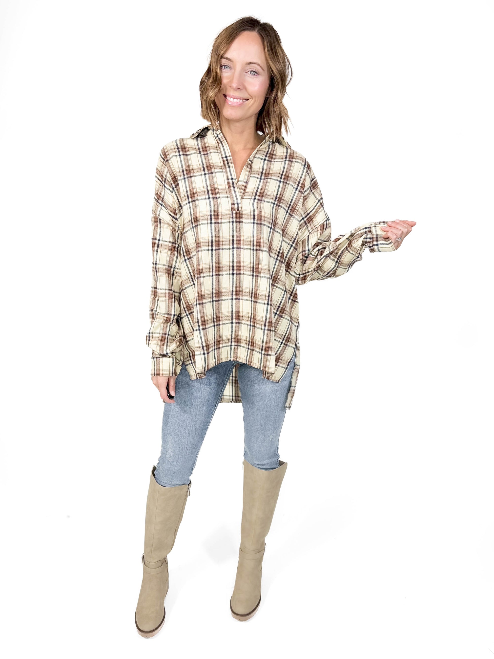 Tamra Plaid Tunic- OAT -FINAL SALE