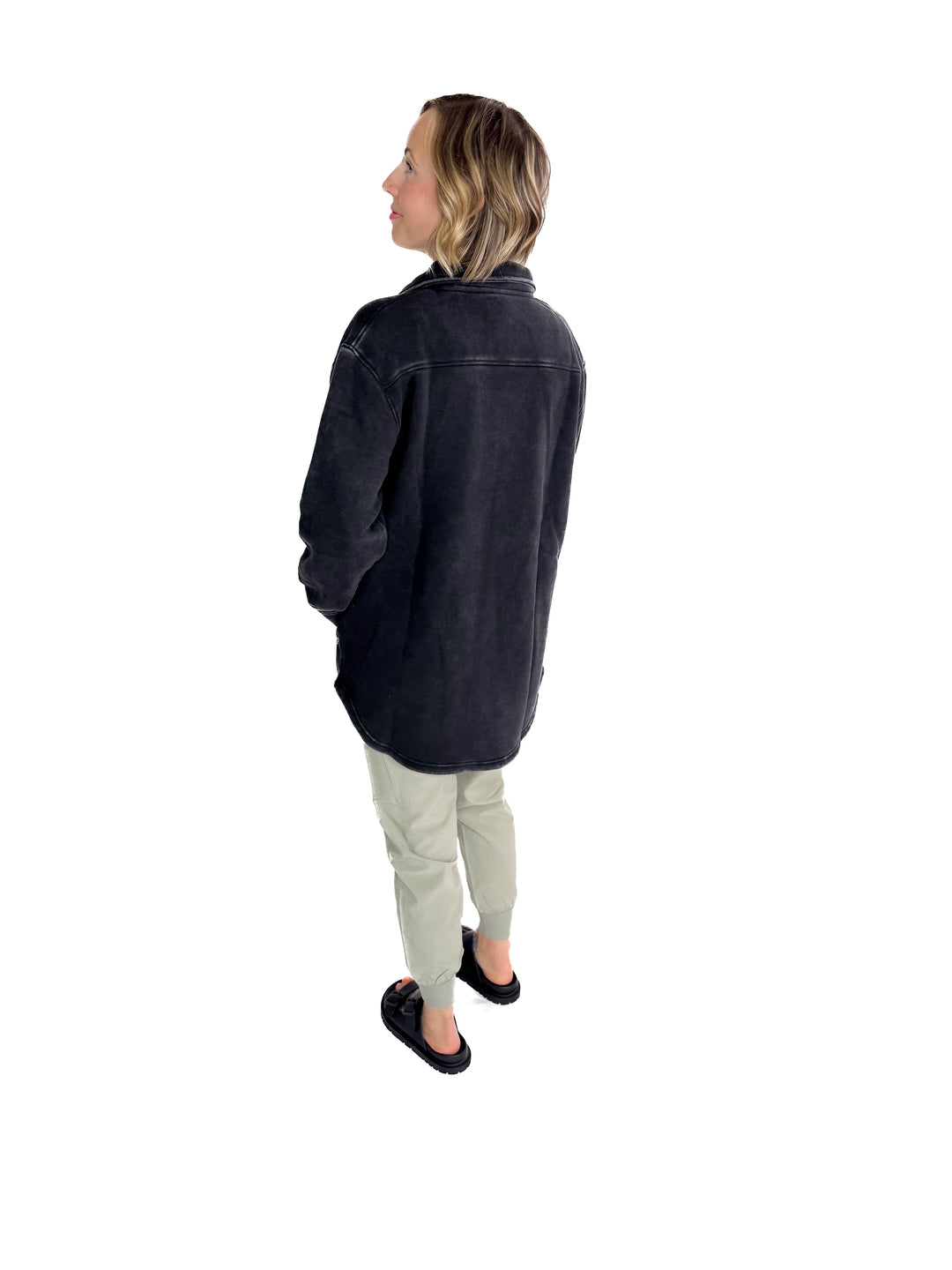 MONO B Valerie Snap on Shacket- BLACK-FINAL SALE