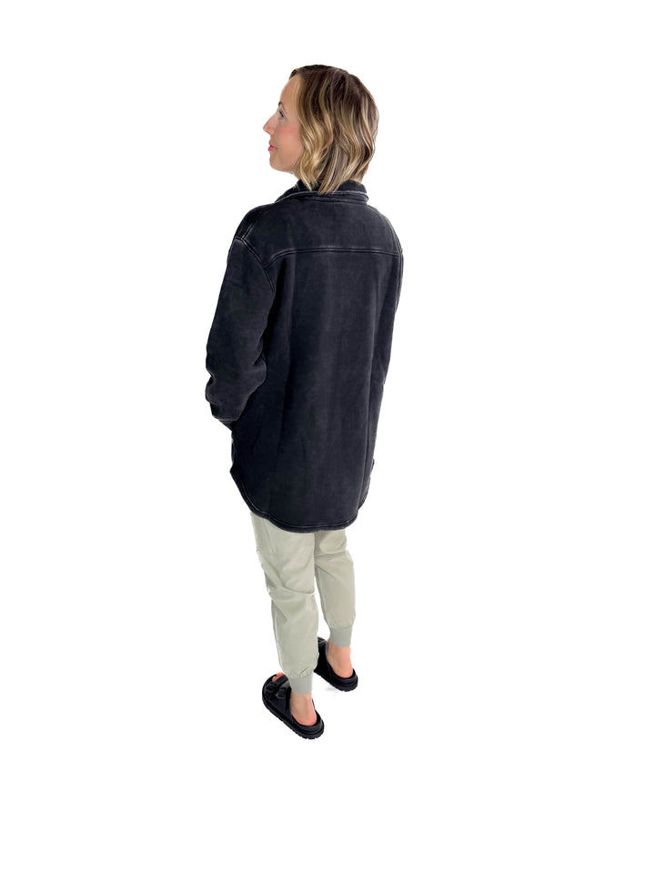 MONO B Valerie Snap on Shacket- BLACK-FINAL SALE