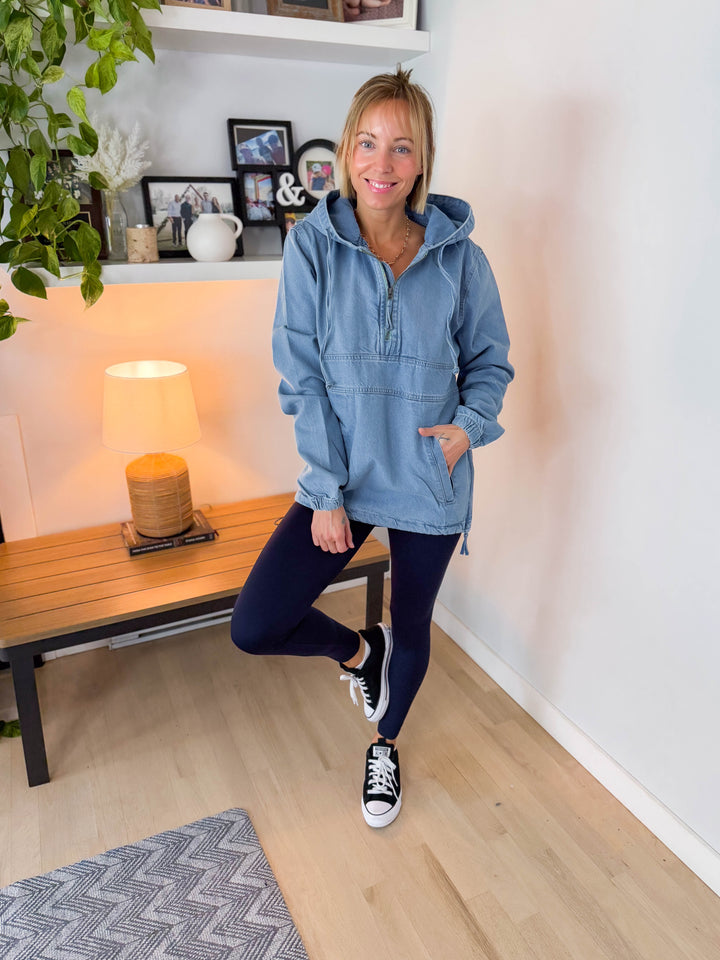 Bex Denim Hoodie Jacket- LIGHT WASH