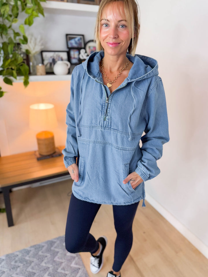 Bex Denim Hoodie Jacket- LIGHT WASH