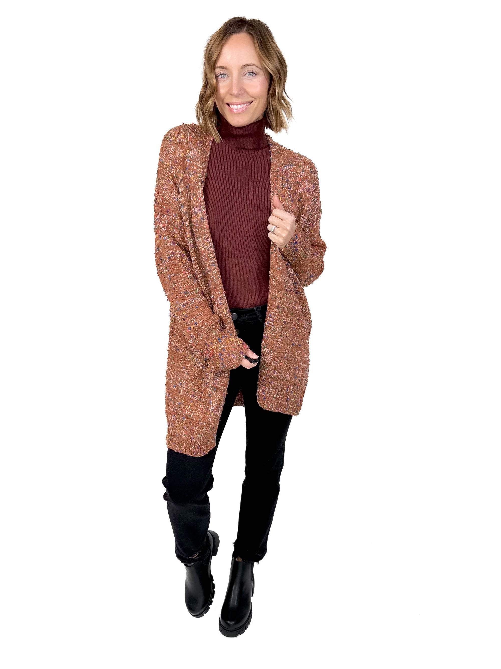 Miley Confetti Cardigan- CINNAMON -FINAL SALE