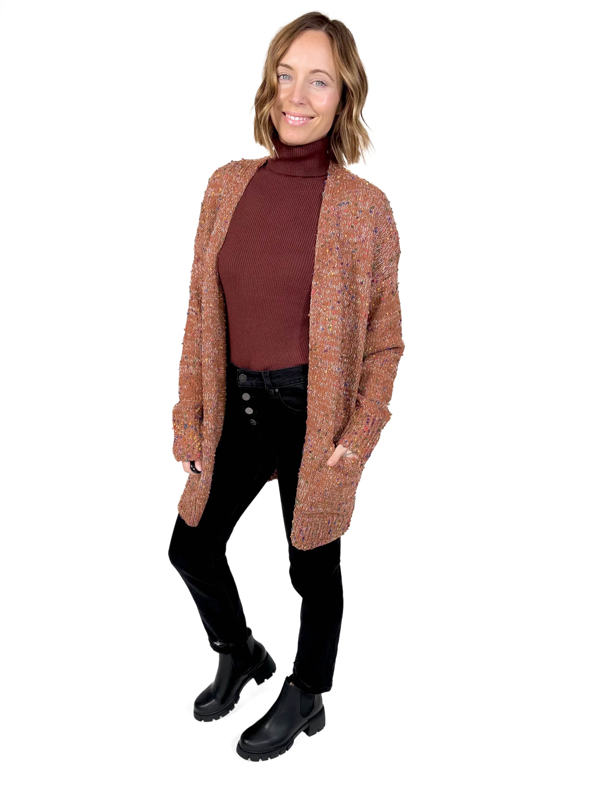 Miley Confetti Cardigan- CINNAMON -FINAL SALE