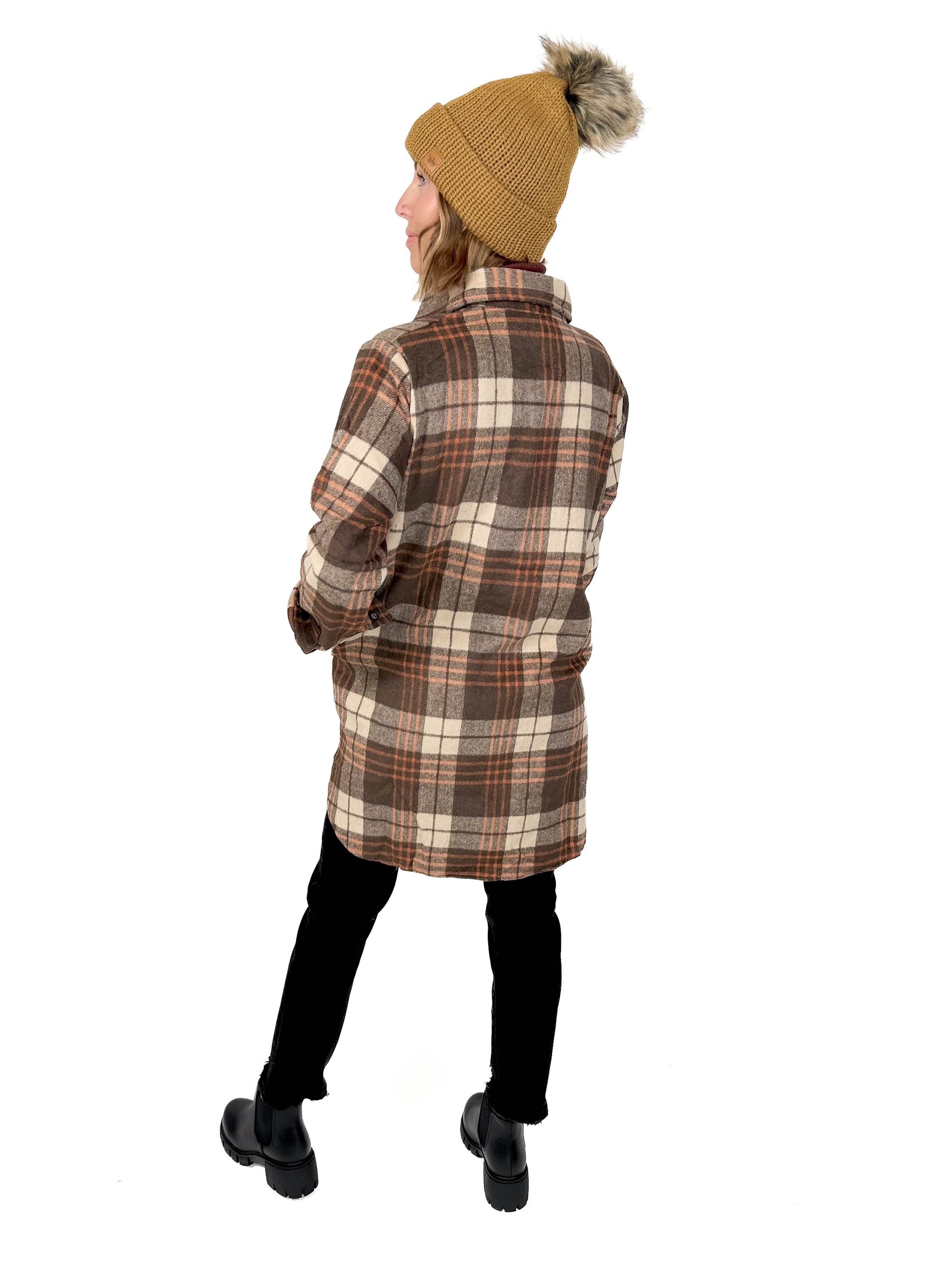 Renfrew Plaid Shacket- APRICOT/BROWN