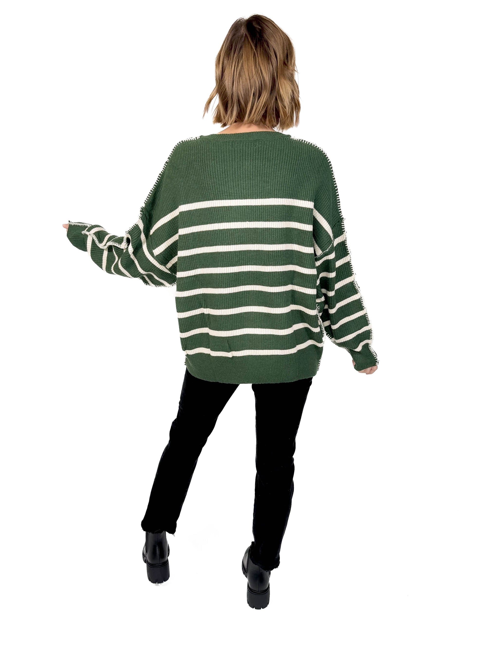 Ruby Henley Sweater- HUNTER GREEN