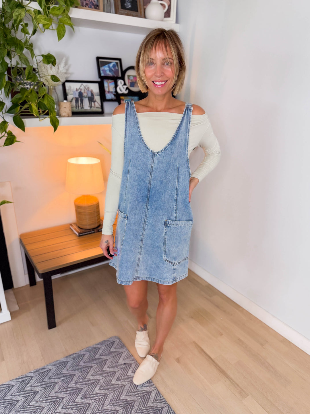 Paisley Denim Dress- LIGHT DENIM-FINAL SALE *L*