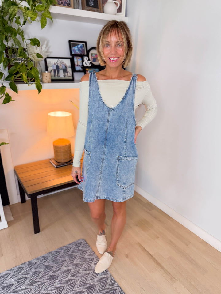 Paisley Denim Dress- LIGHT DENIM-FINAL SALE *L*