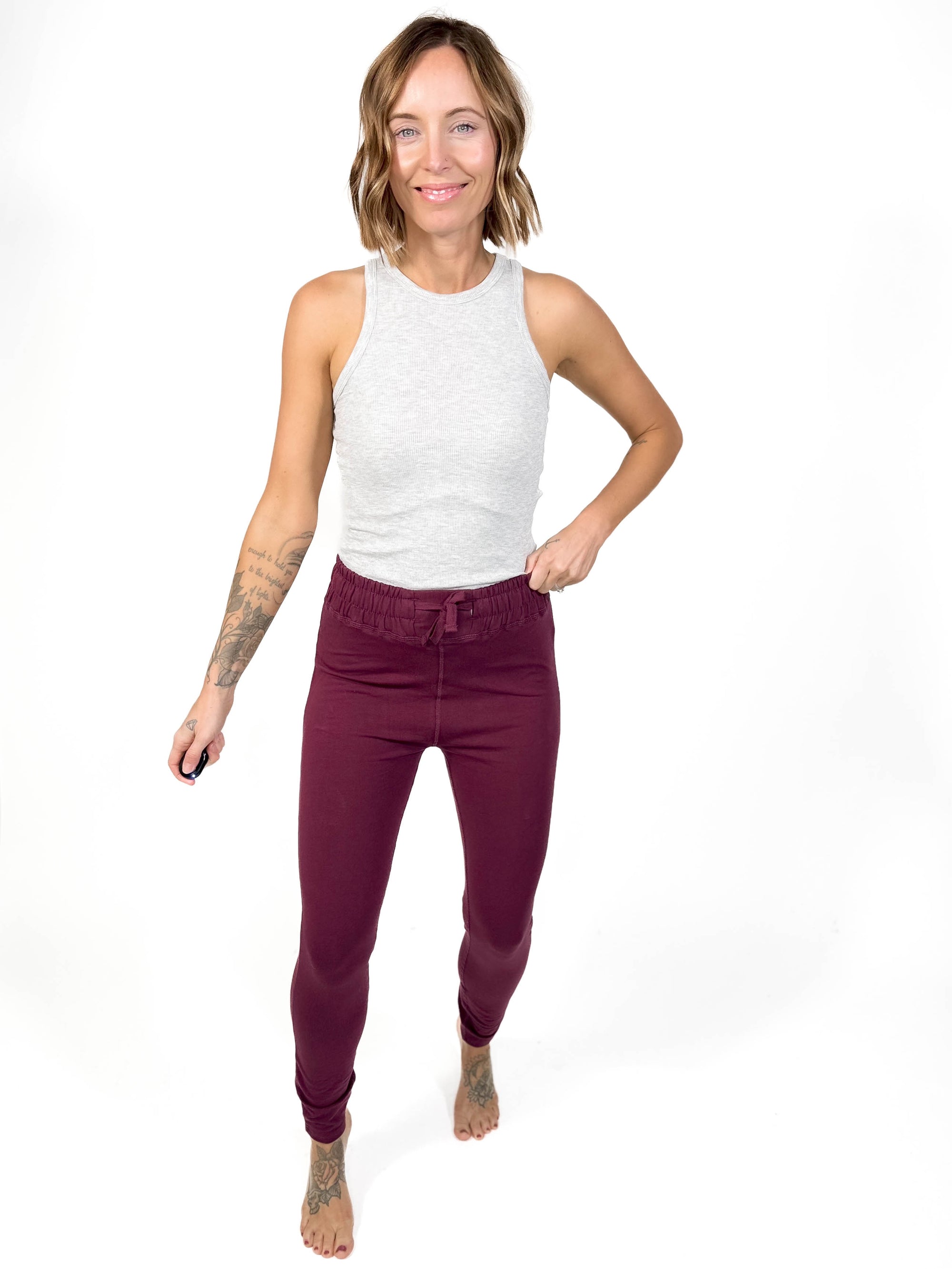 MONO B Tiggy Cuffed Legging- PLUM-FINAL SALE *S*