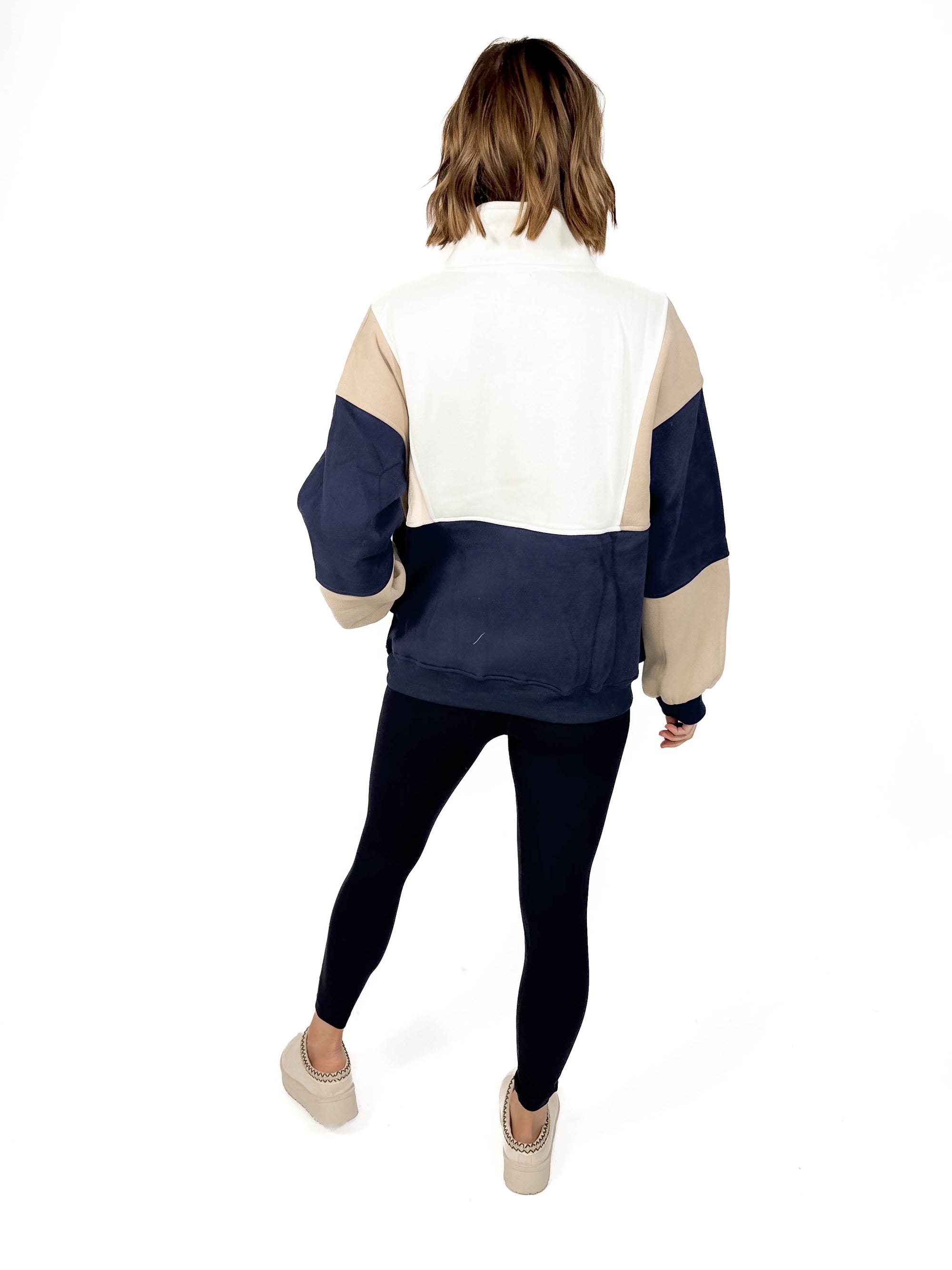 Gloria Colorblock Pullover- NAVY/TAUPE