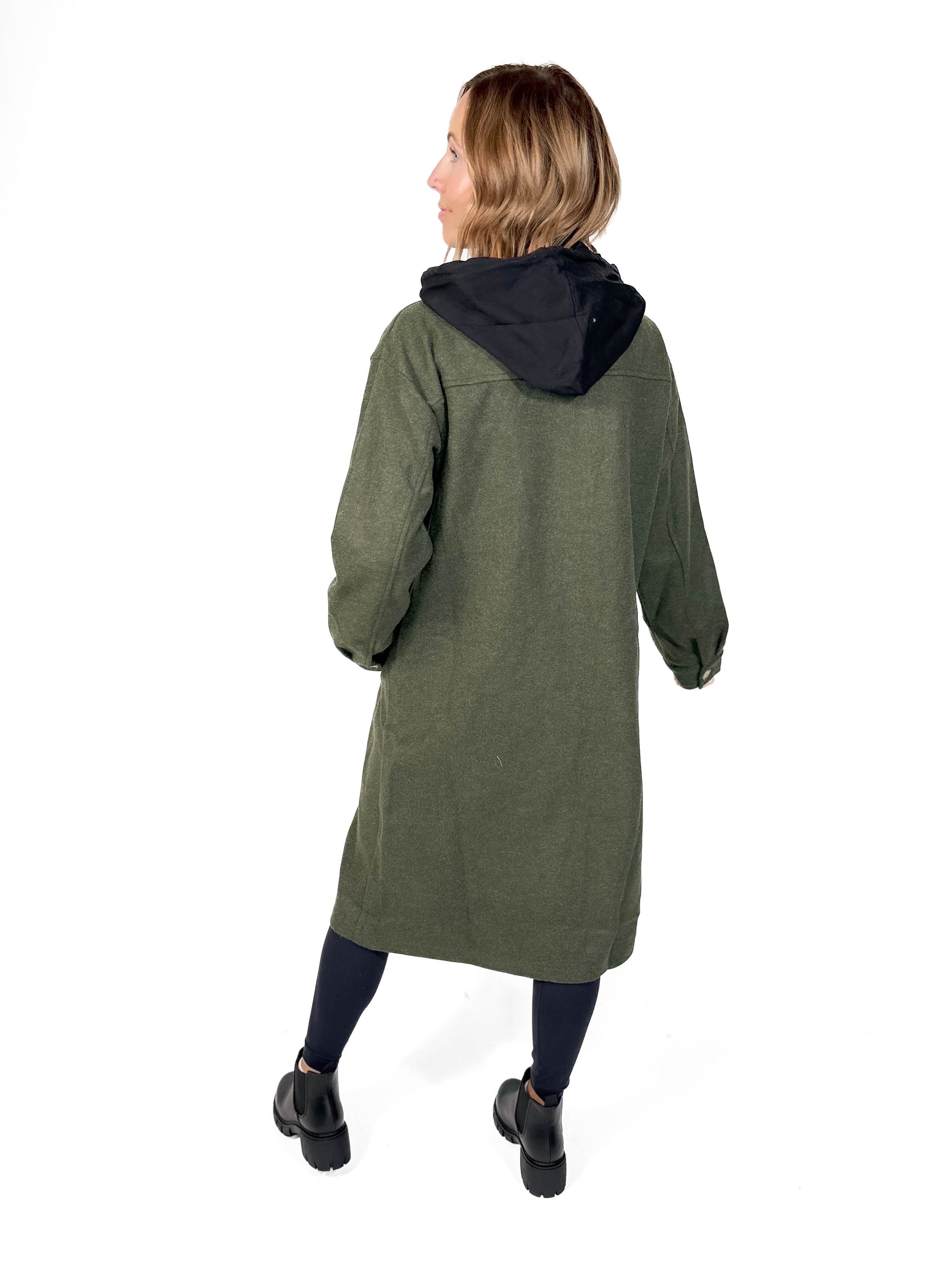 Helena Twofer Hoodie Shacket- GREEN