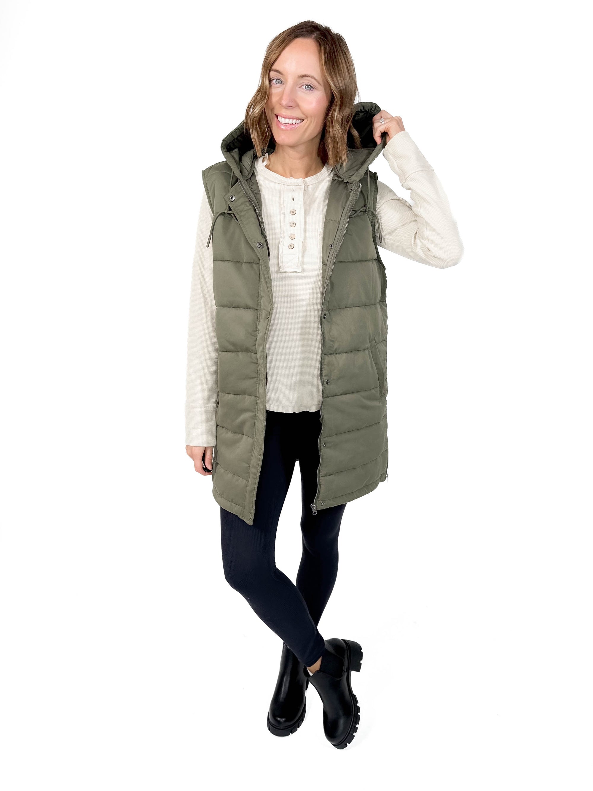 THREAD & SUPPLY Pinecrest Puffer Vest- OLIVE