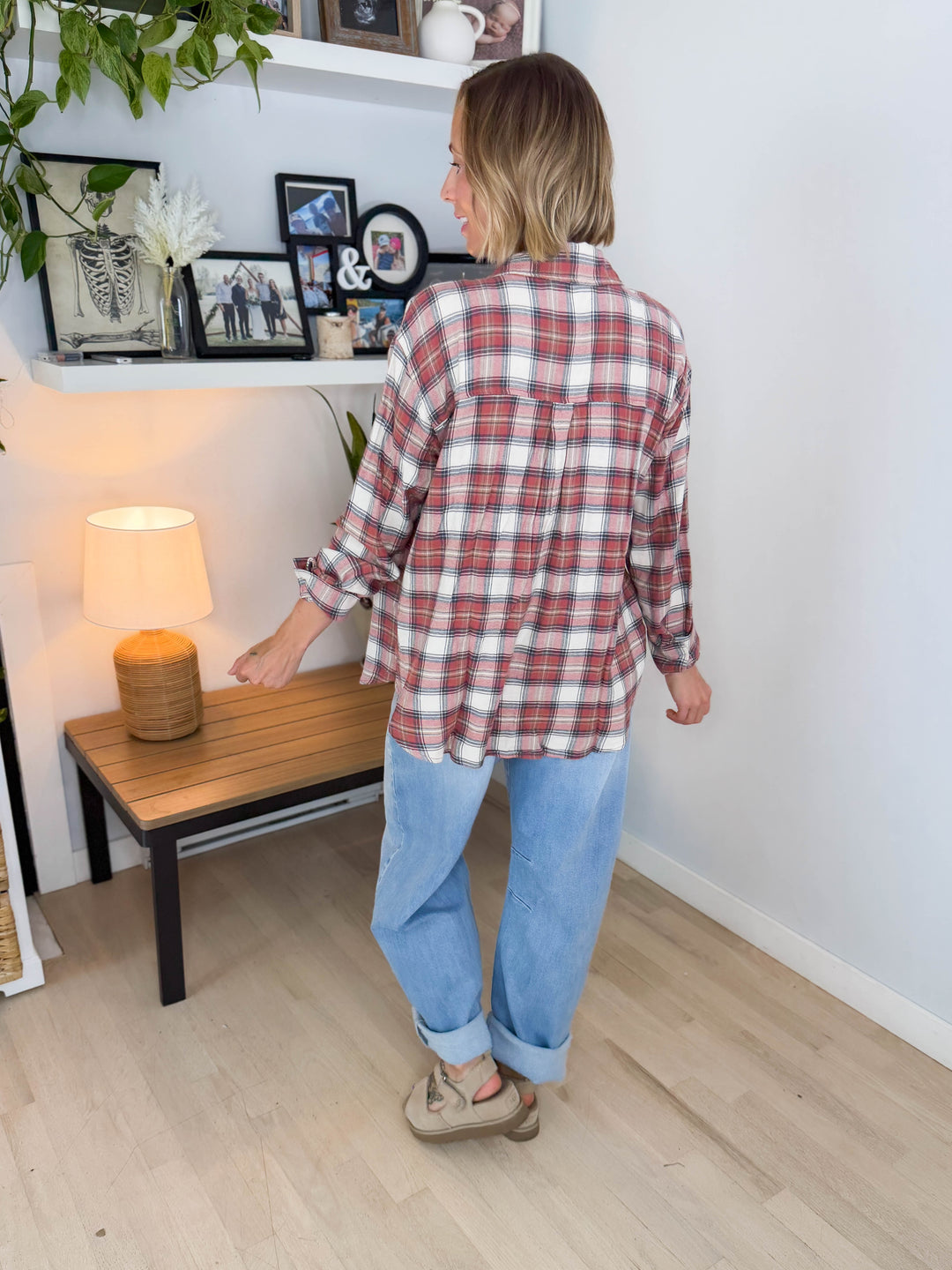 Edith Plaid Flannel Shirt- ROSEWOOD