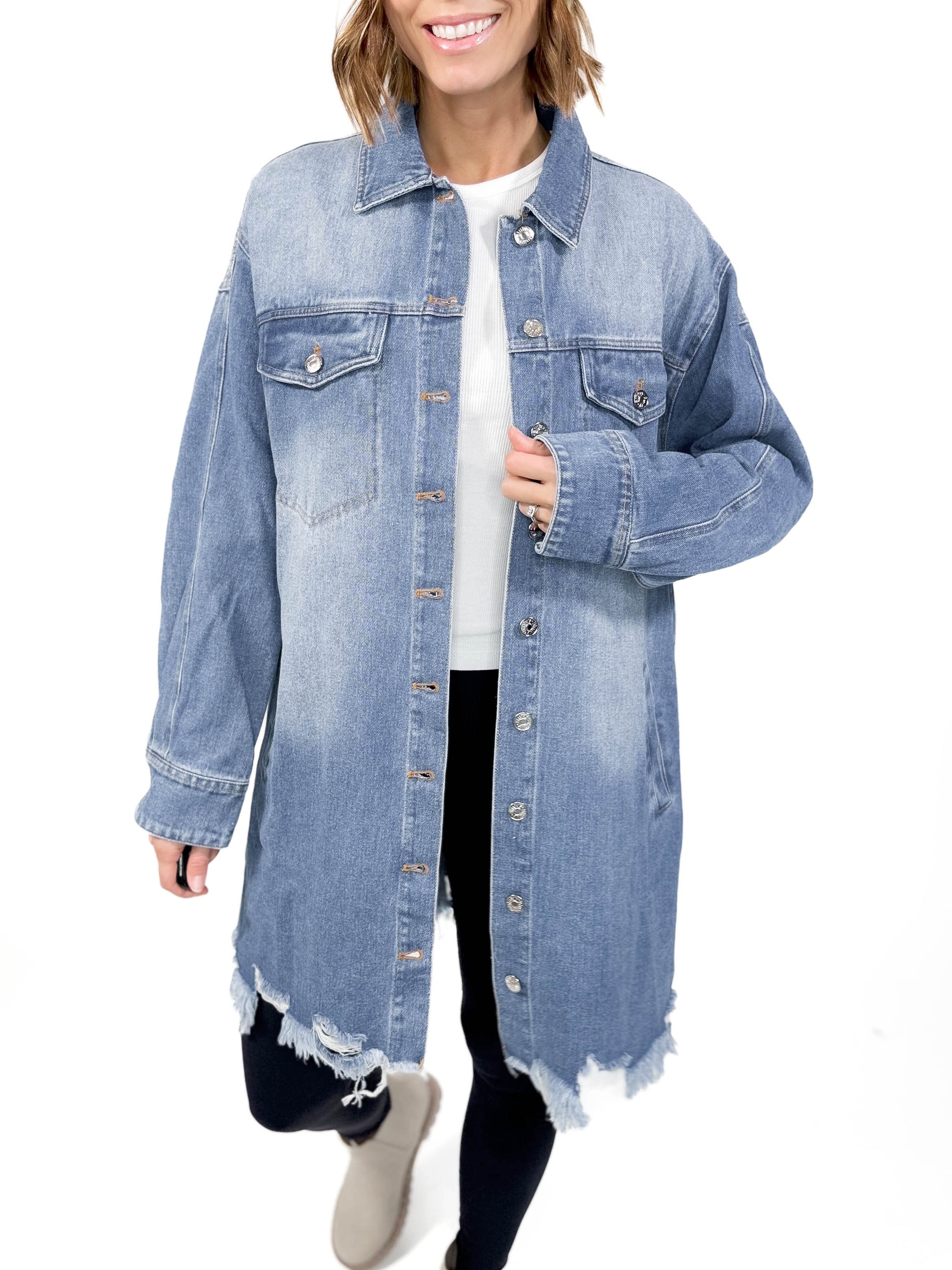 Huey Denim Shacket- MEDIUM