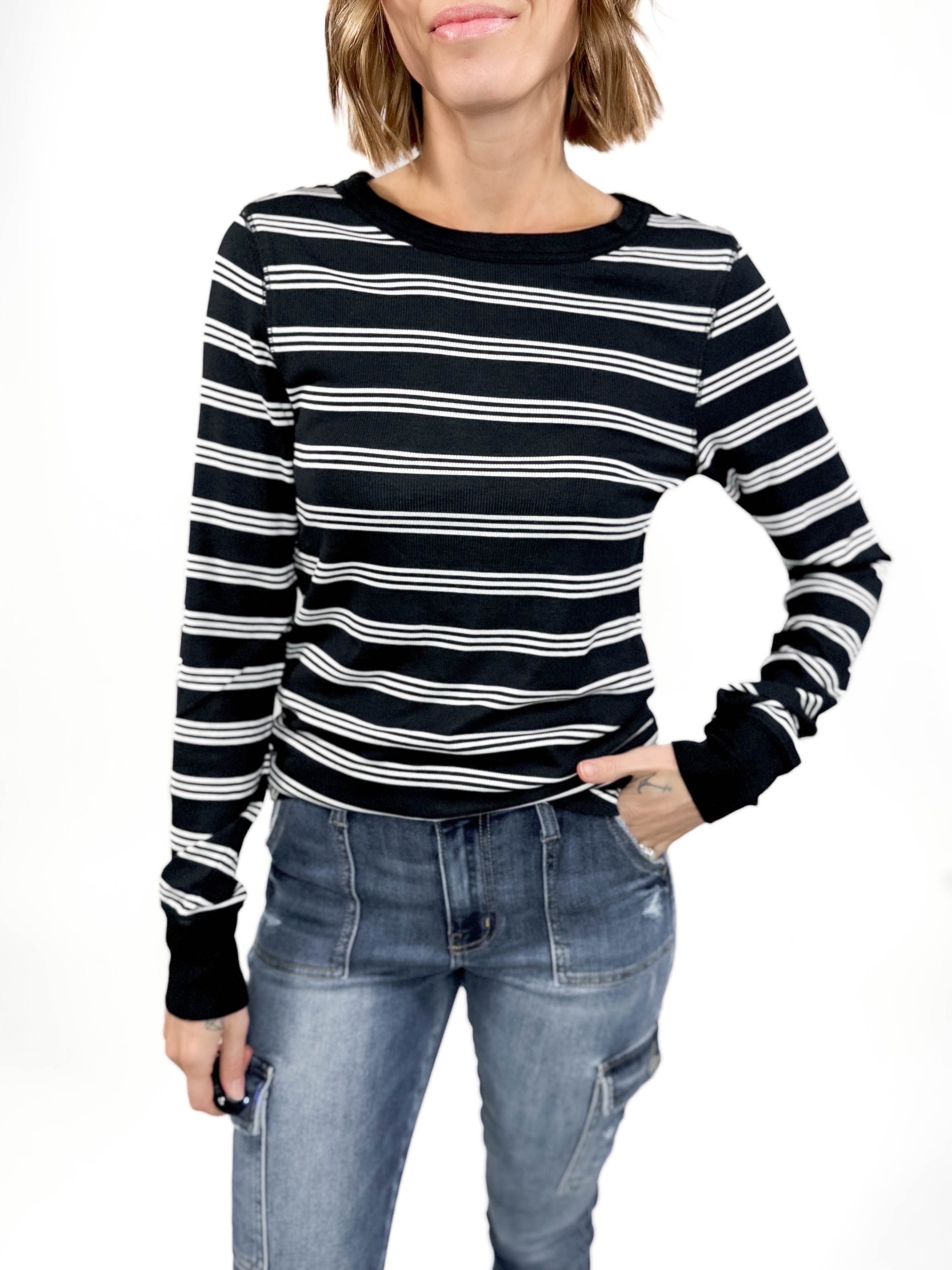 THREAD & SUPPLY Stacy Long Sleeve- BLACK STRIPE