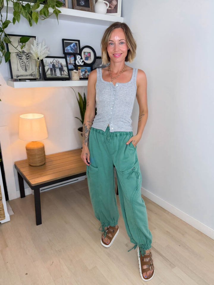 Pebble Cinch Tie Jogger- HERITAGE GREEN