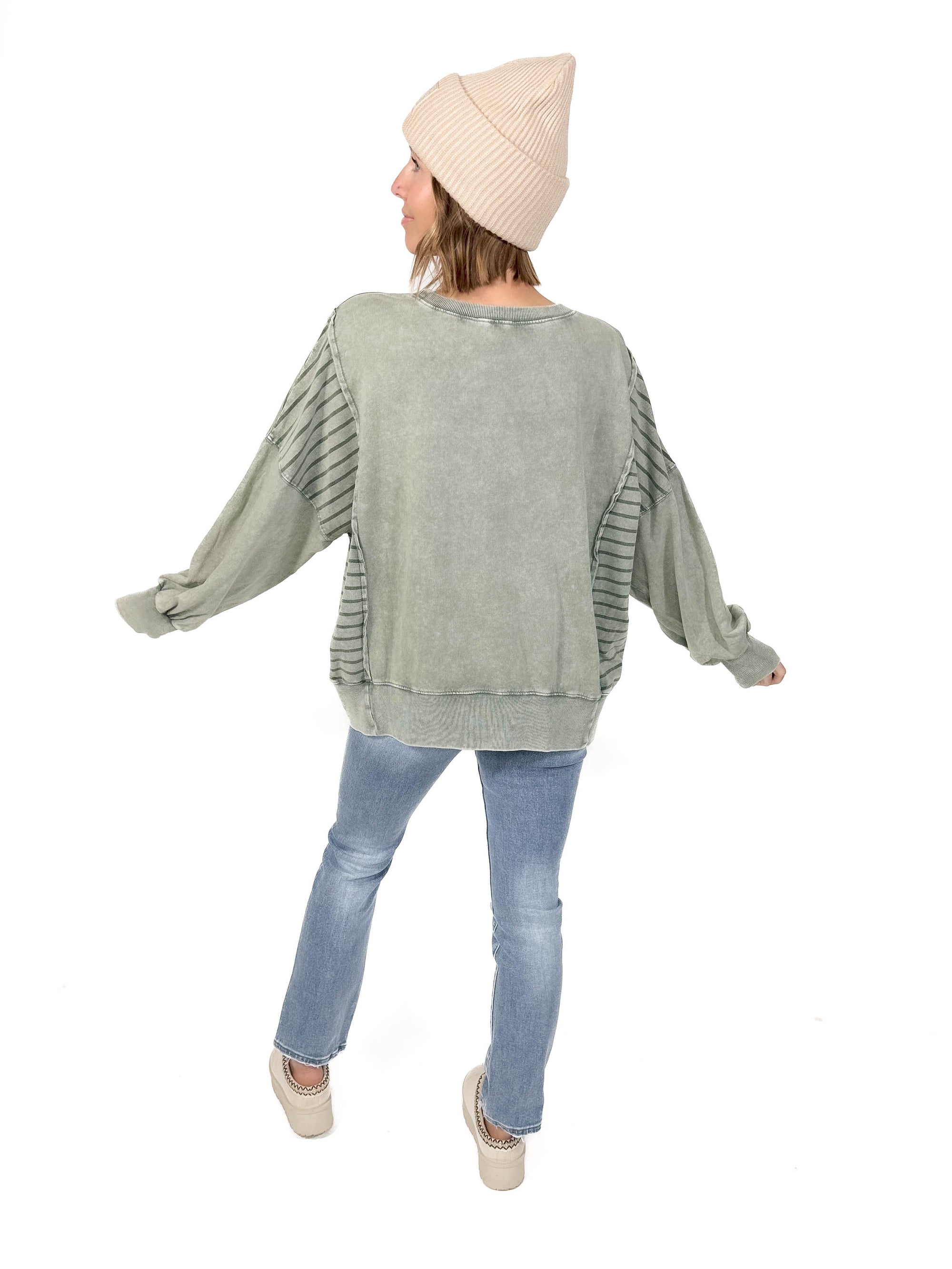 Embree Mineral Wash Pullover- FADED MOSS-FINAL SALE *L*