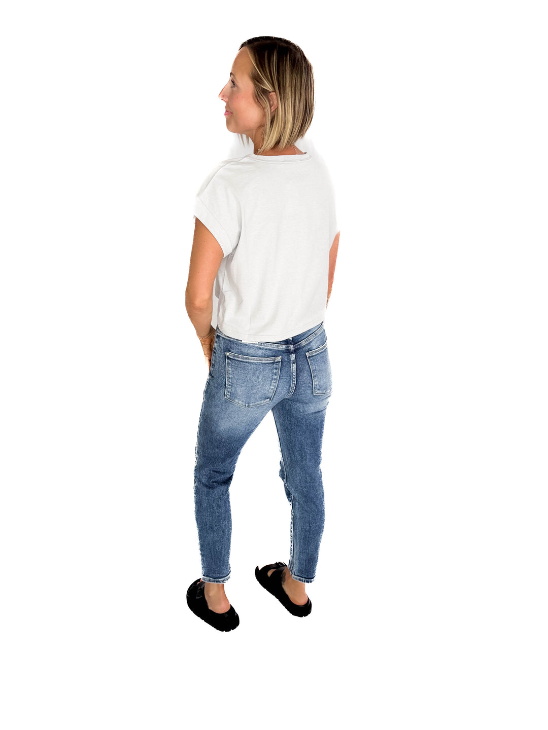 Helen Cotton Folded Sleeve Top- LIGHT GREY-FINAL SALE