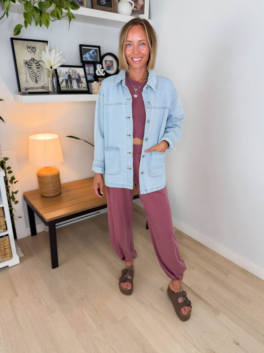 Grace Denim Button Up Jacket- LIGHT WASH