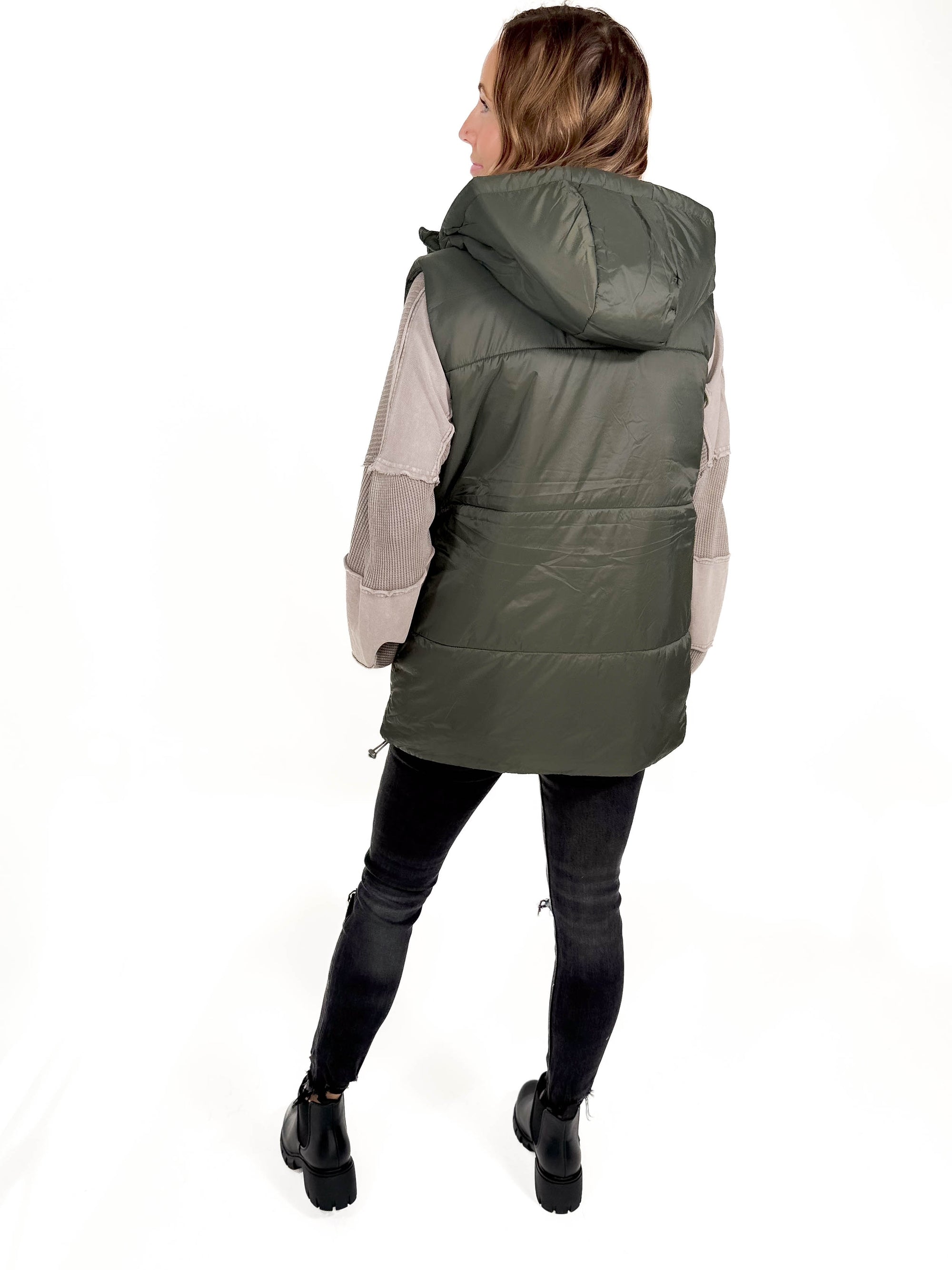 MONO B In The Pines Puffer Vest- OLIVE