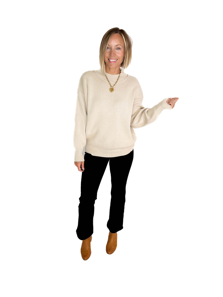 Saga Drop Shoulder Sweater- SAND BEIGE