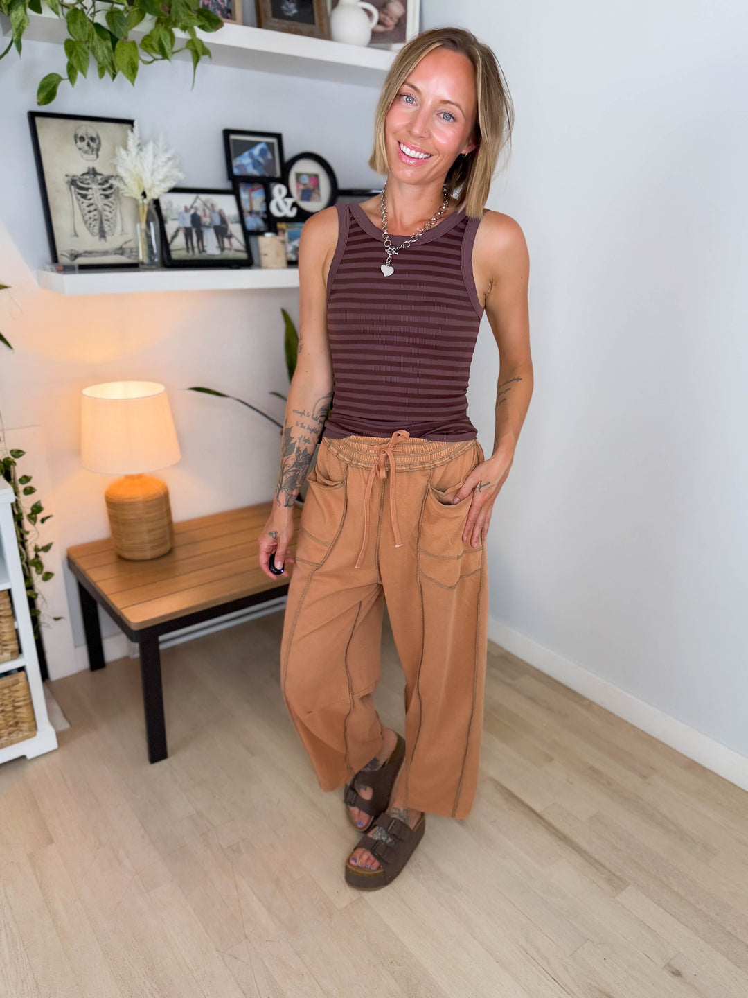 Reversible Seamless Stripe Tank Top- FRENCH ROAST