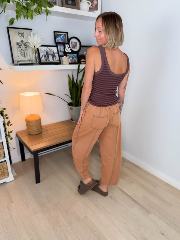 Reversible Seamless Stripe Tank Top- FRENCH ROAST