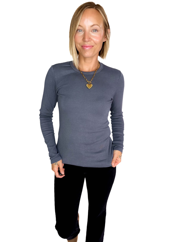 Elbus Knit Crewneck Long Sleeve- DENIM