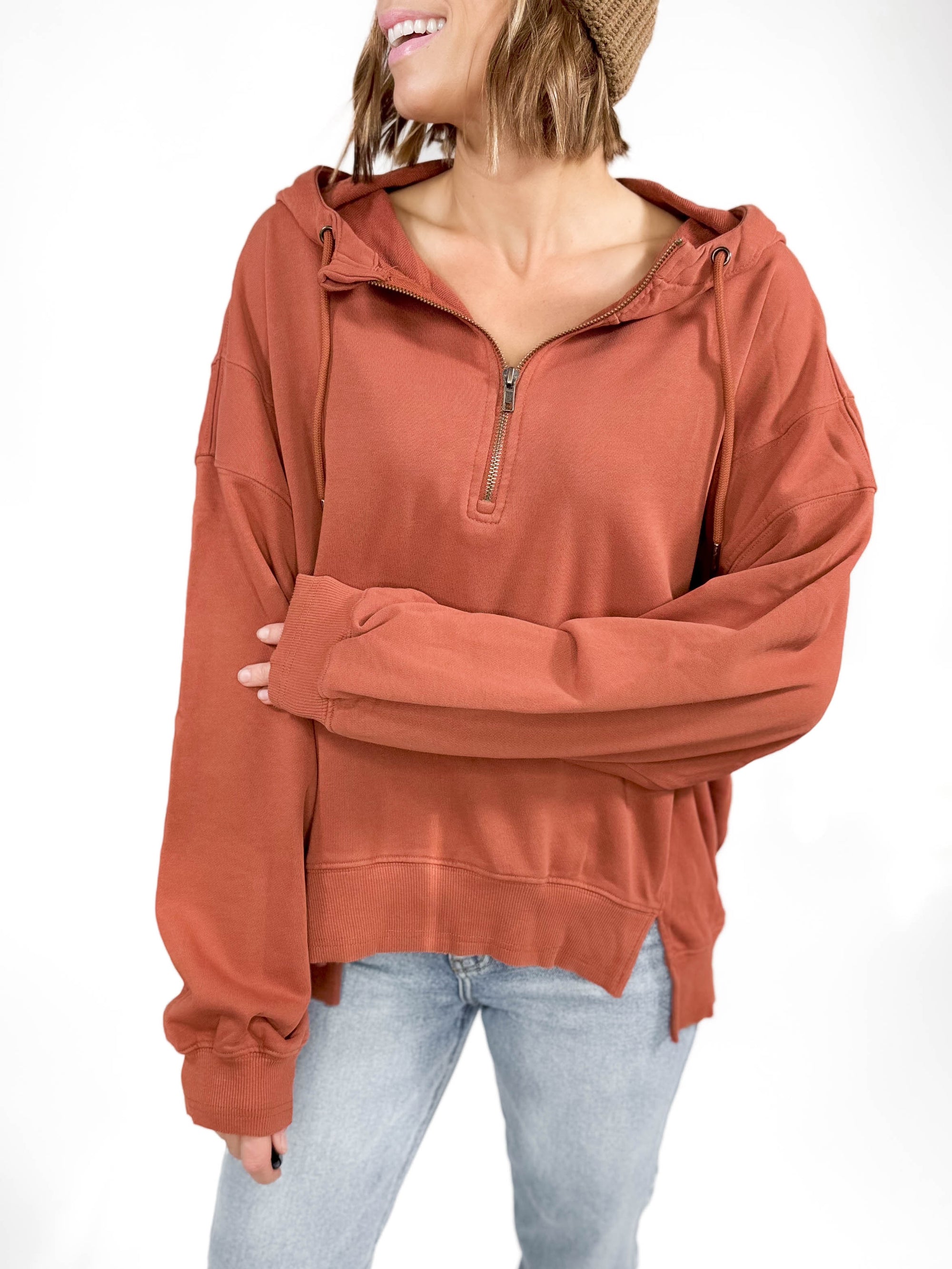 Goode 1/2 Zip Pullover- RUST