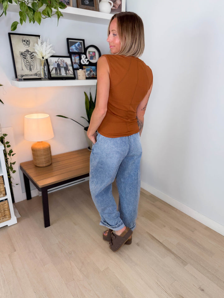 Mono B Emmer Micro Ribbed Henley- GOLDEN HOUR