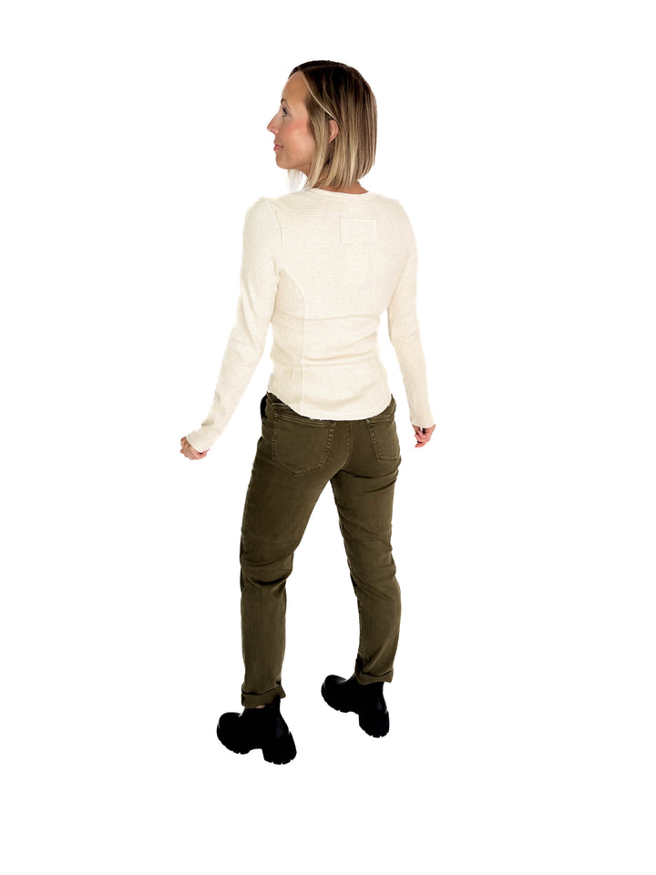 Noa Waffle Henley- OATMEAL