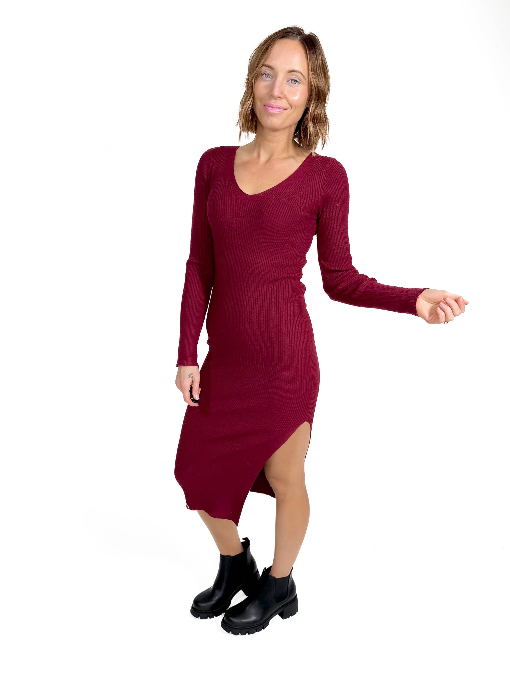 Wine Not Sweater Dress -FINAL SALE