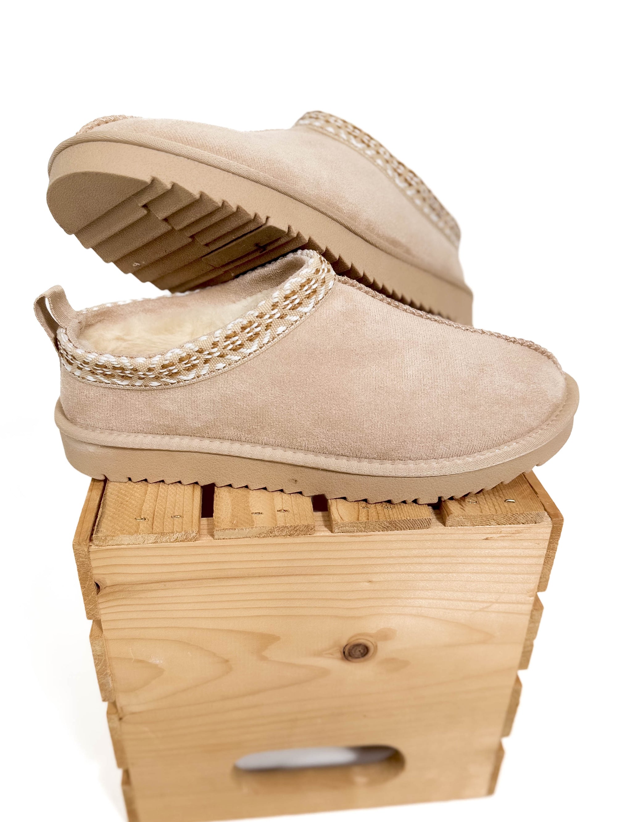 Home For The Weekend Faux Fur Slip On- OATMEAL -FINAL SALE