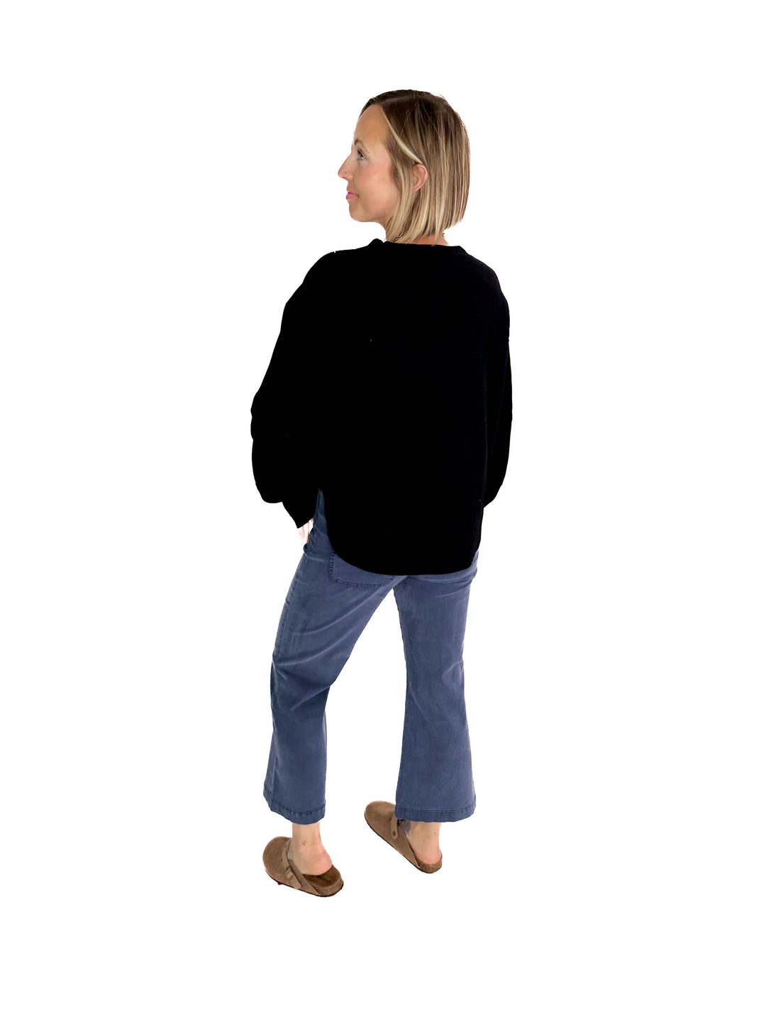 Alessia Waffle Long Sleeve- BLACK