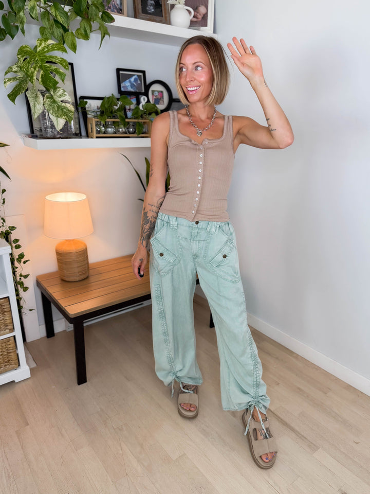Adams Cargo Ruched Pant- SAGE