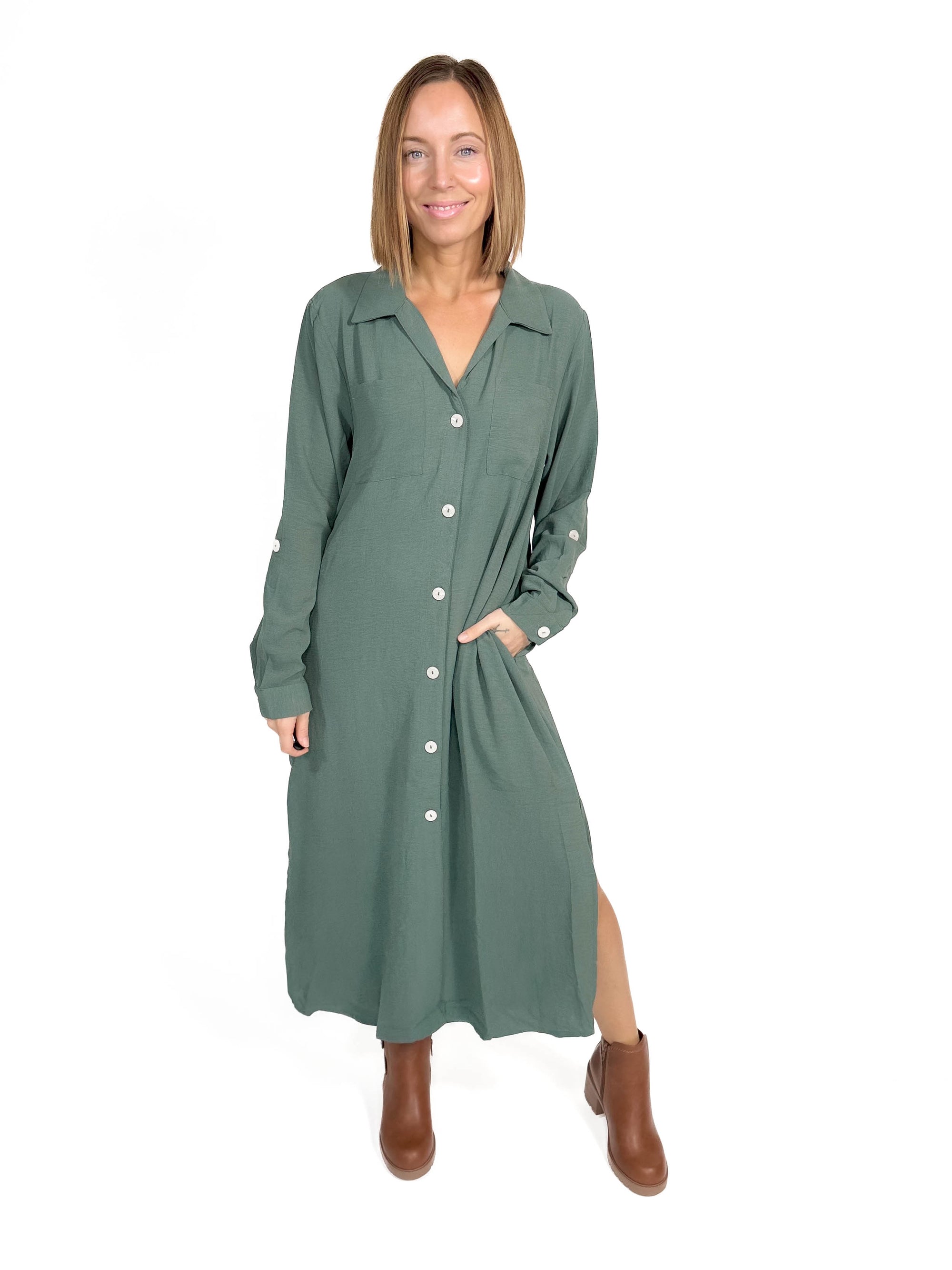 Manhattan Button Down Maxi- HUNTER