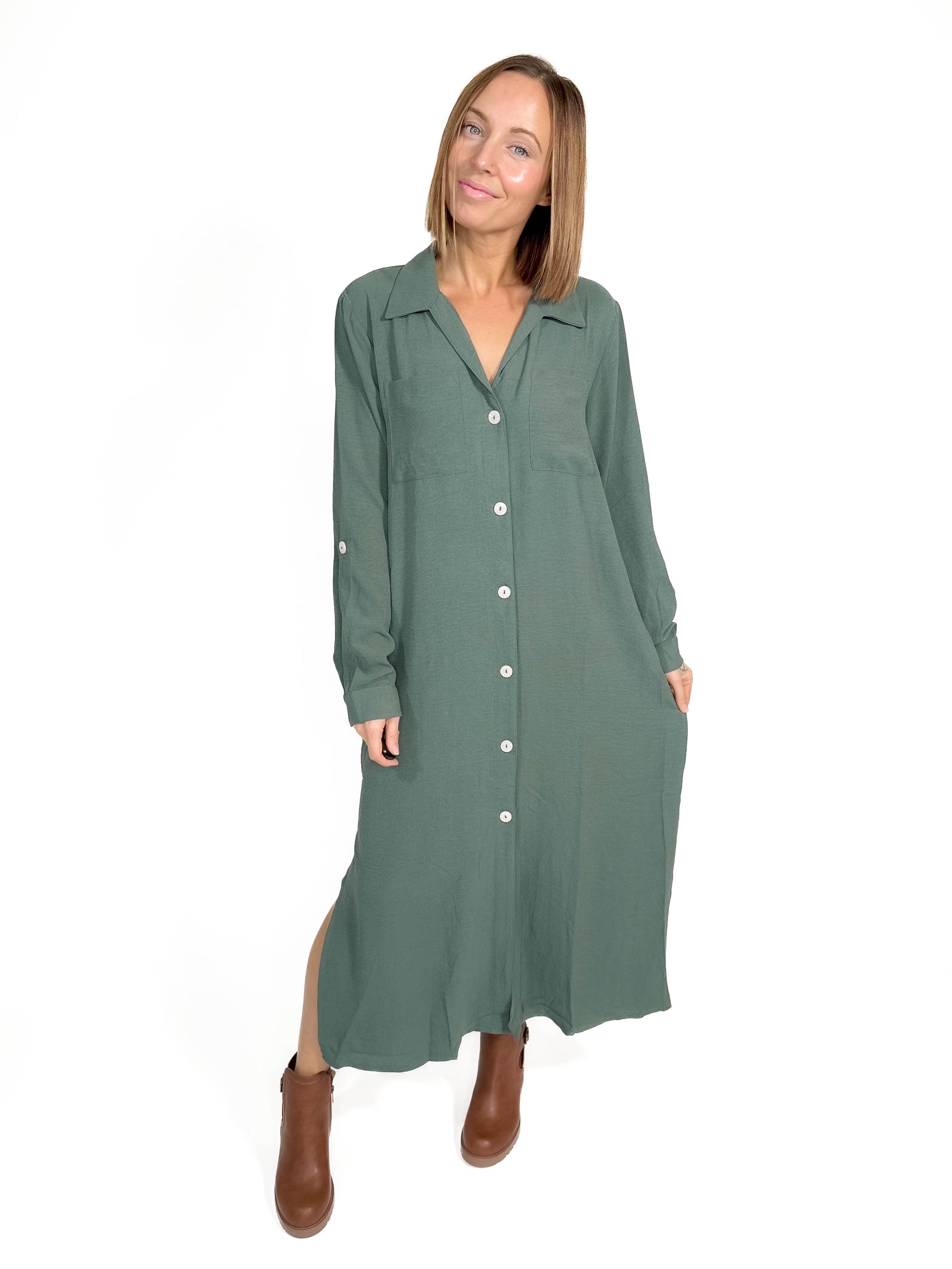 Manhattan Button Down Maxi- HUNTER