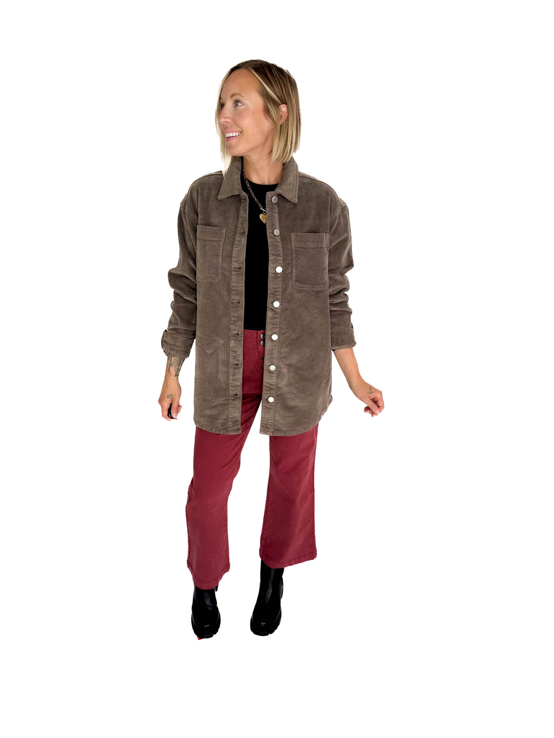 Noisy May Alva Corduroy Shacket- MOREL
