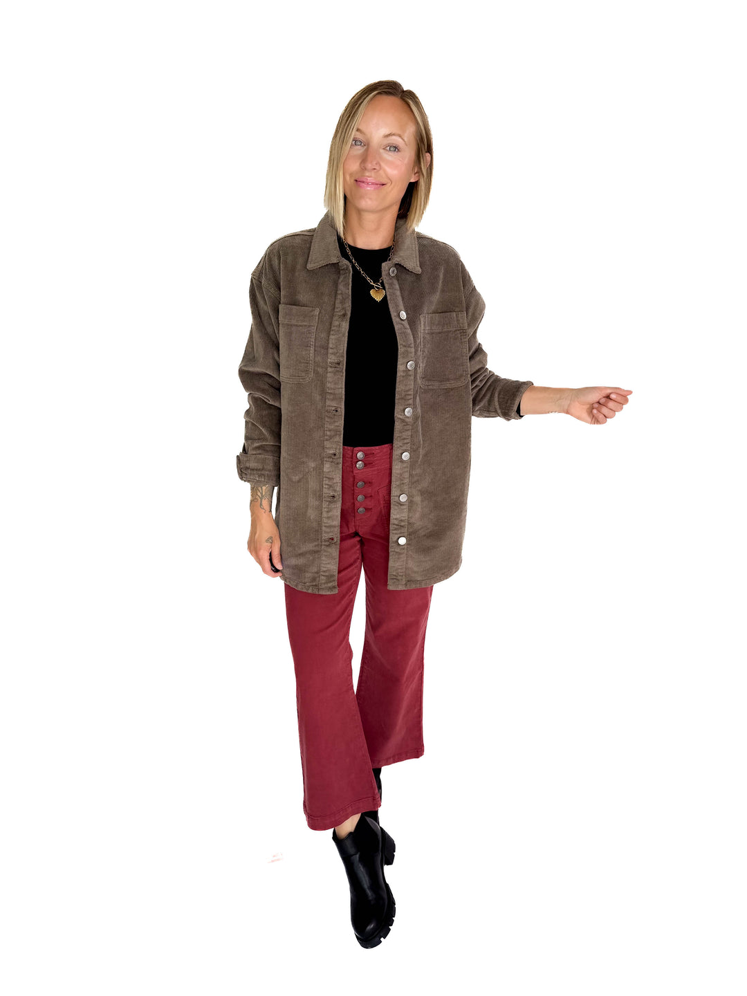 Noisy May Alva Corduroy Shacket- MOREL