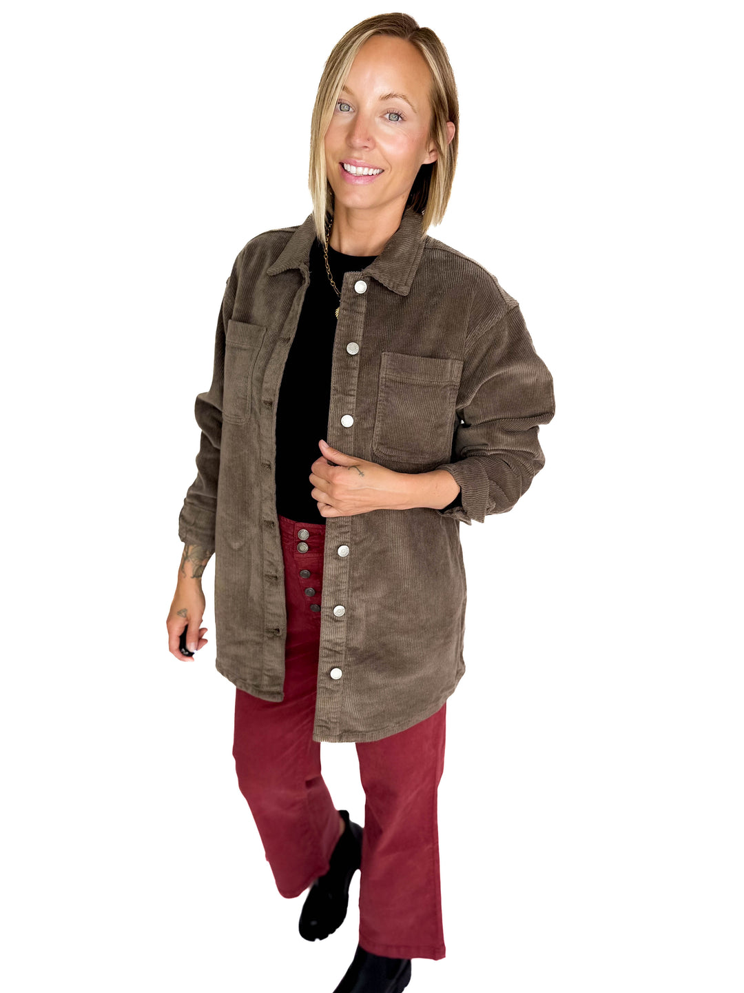 Noisy May Alva Corduroy Shacket- MOREL