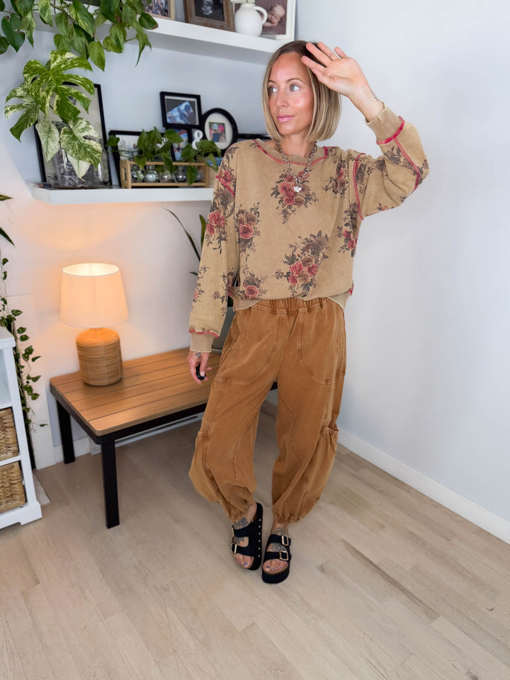 Nutmeg Floral Pullover- TOAST