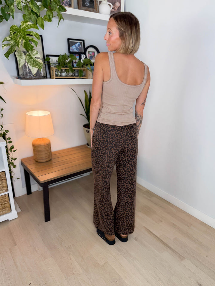 Cabana Leopard Wide Leg Drawstring Pant
