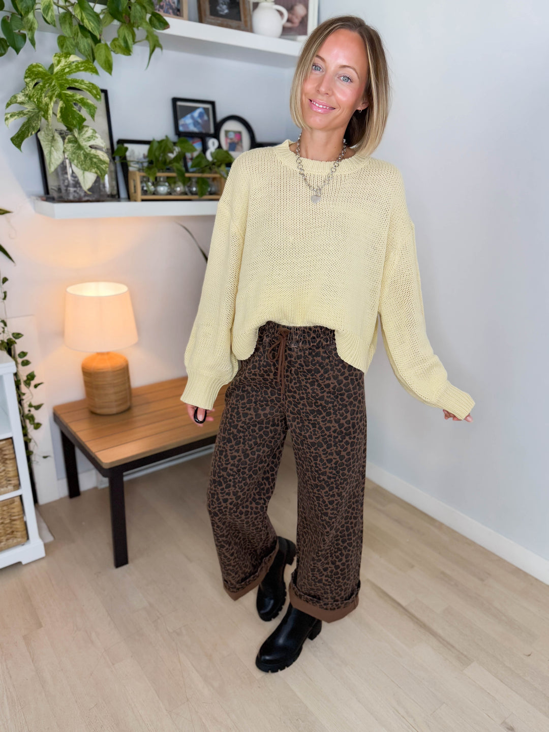 Rosie Balloon Sleeve Sweater- YELLOW
