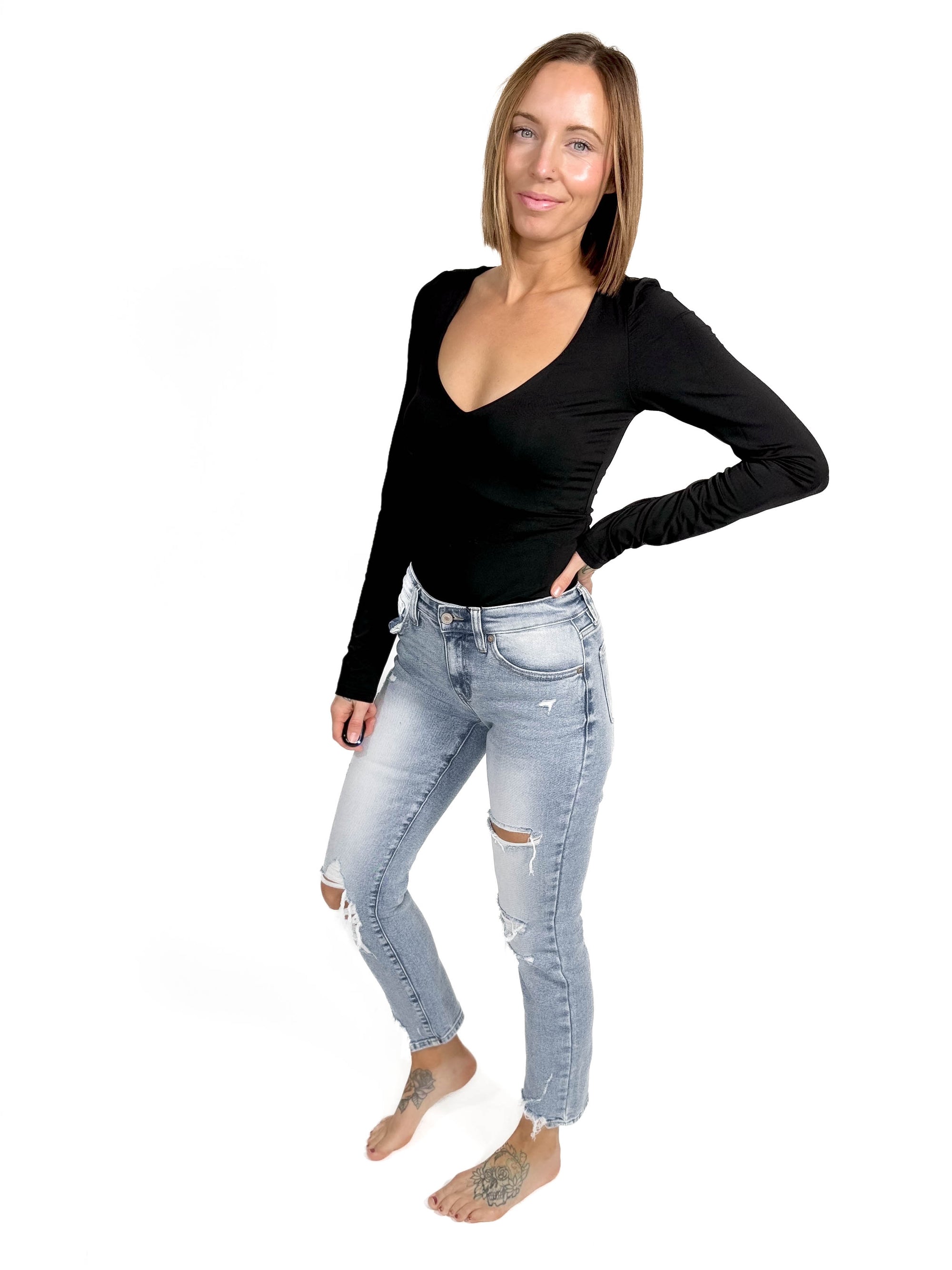 Ampersand Ave Adley High Rise Slim Straight Leg Jean