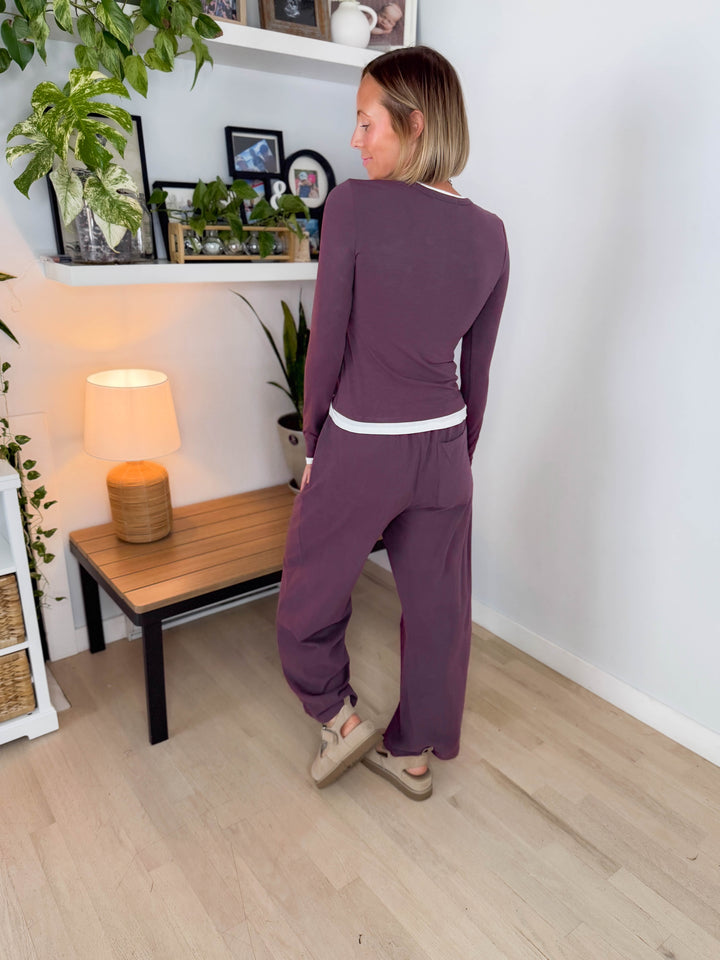 Foster Washed Barrel Pant Set- COCOA