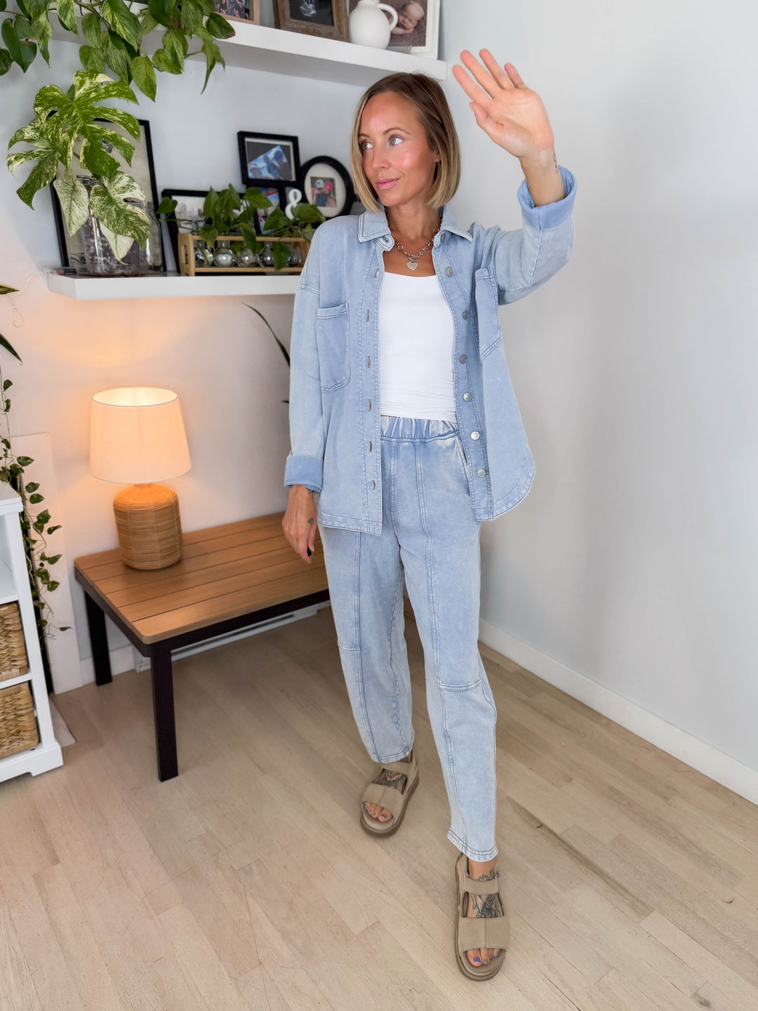 Candice Acid Wash Jacket- LIGHT BLUE